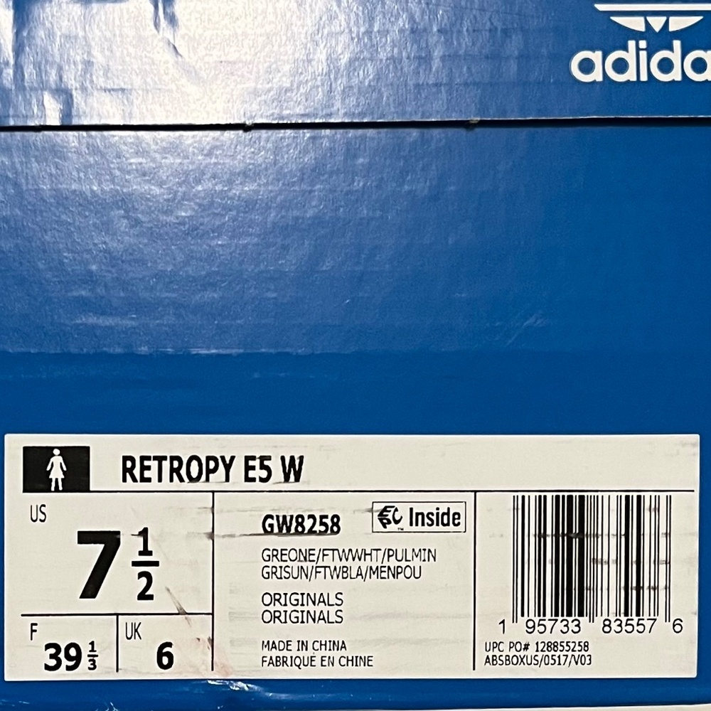 Adidas Retropy E5W Sneakers Gray One Cloud White Pulse Mint Size 7.5 NWT - Picture 10 of 12